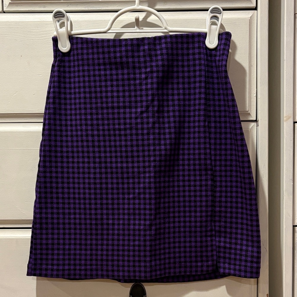 H&M Purple Checkered Mini Skirt